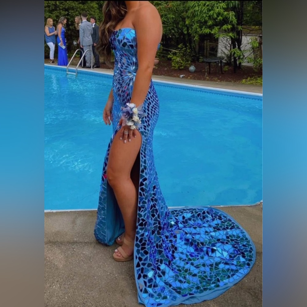 Sherri Hill Blue Mosaic Prom Dress